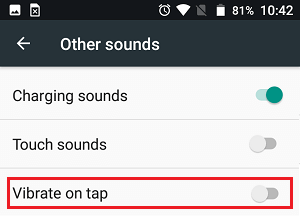 Отключить вибрацию при касании на телефоне Android