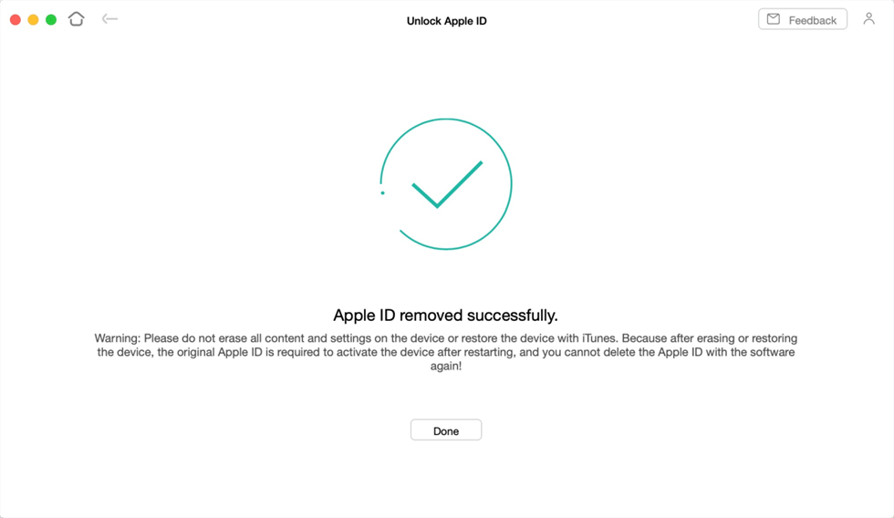 Apple ID успешно удален