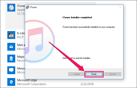   Как исправить проблему «iTunes не отвечает в Windows 10» с помощью восстановления iTunes - шаг 4