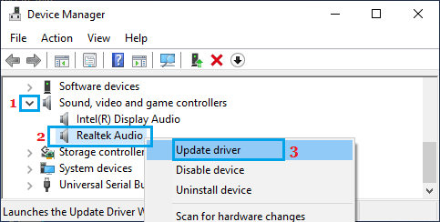 Обновите драйвер аудиоустройства на ПК с Windows