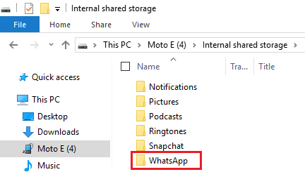 Папка WhatsApp в проводнике в Windows 10