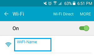 Имя сети Wi-Fi для подключения на телефоне Android