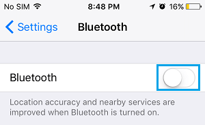 Отключить Bluetooth на iPhone