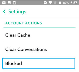 Заблокированная опция на экране настроек Snapchat