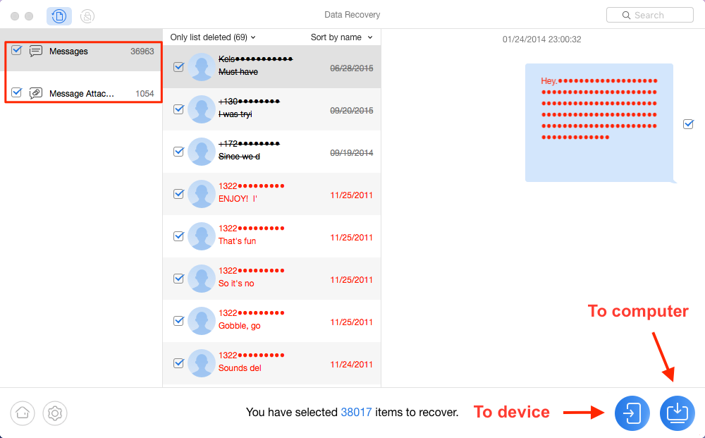 Получить удаленные текстовые сообщения на Samsung с помощью PhoneRescue - Шаг 3