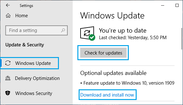 Проверить наличие обновлений Windows