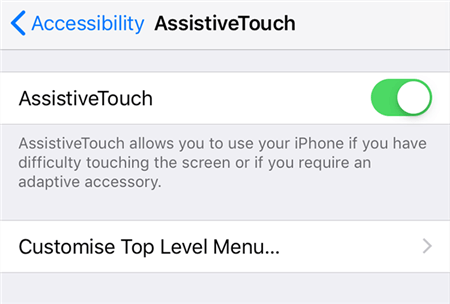 Включите AssistiveTouch на iPhone