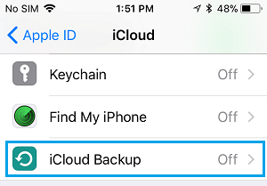 Вариант резервного копирования iCloud на iPhone