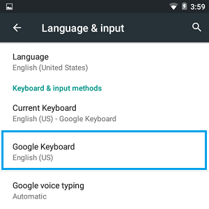 Вариант клавиатуры Google на телефоне Android