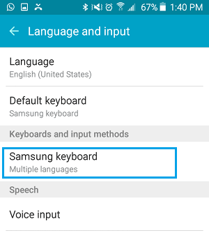 Вариант клавиатуры Samsung на телефоне Android
