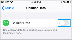 Отключить сотовые данные для музыки на iPhone