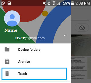 Вариант корзины в приложении Google Фото на телефоне Android