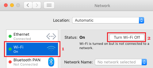 Отключите сеть Wi-Fi на Mac
