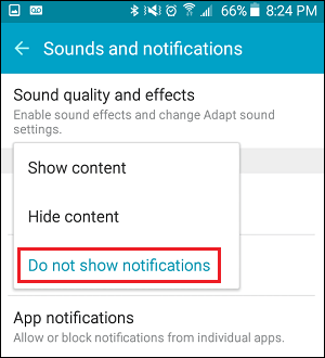 Не показывать уведомления на экране блокировки на телефоне Android