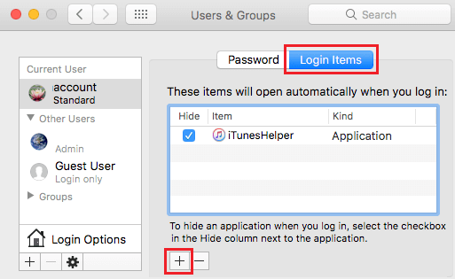 Добавить приложение в список программ автозагрузки на Mac