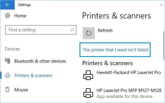 Нужного мне принтера нет в списке Ссылка в Windows 10.