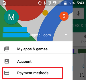 Вариант способов оплаты в магазине Google Play