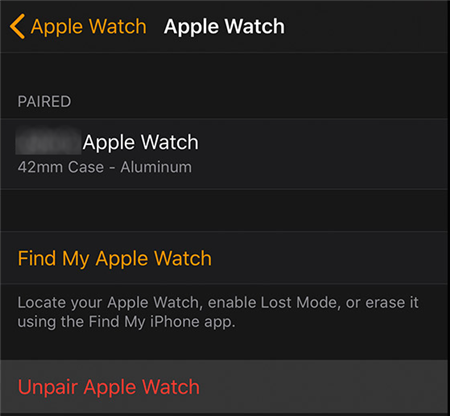 Удалите Apple Watch из iPhone