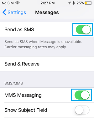 Включите SMS и MMS на iPhone