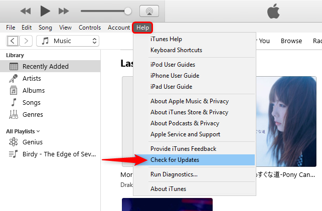 Проверьте обновления iTunes в Windows