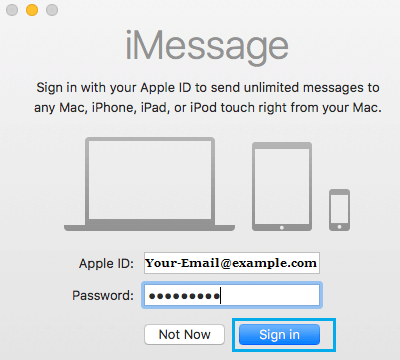 Вход в приложение «Сообщения» на Mac с помощью Apple ID