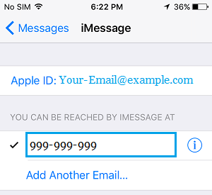 Номер телефона для iMessages