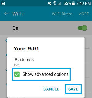 Показать дополнительные параметры Wi-Fi на телефоне Android 