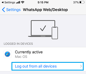 Выйти из WhatsApp на всех устройствах