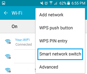 Опция Smart Network Switch на телефоне Android