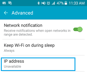 IP-адрес недоступен на телефоне Android