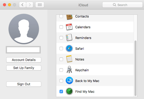Включите опцию Find My Mac в iCloud на Mac