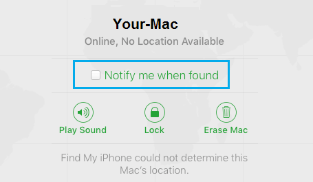 Уведомлять меня при обнаружении и другие параметры поиска Mac