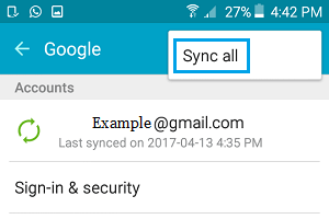 Синхронизировать все контакты из Gmail на телефоне Android