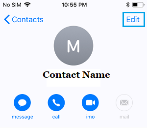 Изменить контакт на iPhone
