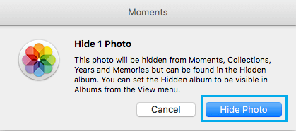 Скрыть всплывающее окно с одной фотографией на Mac 