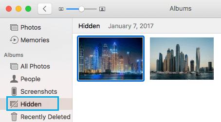 Просмотр скрытых фотографий на Mac