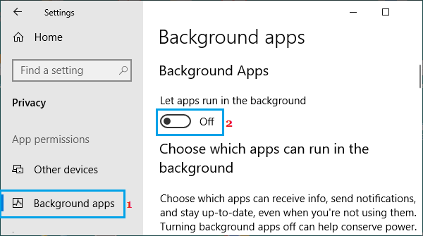 Отключить фоновые приложения в Windows