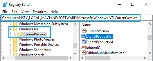 Найдите идентификатор продукта Windows 10 с помощью редактора реестра