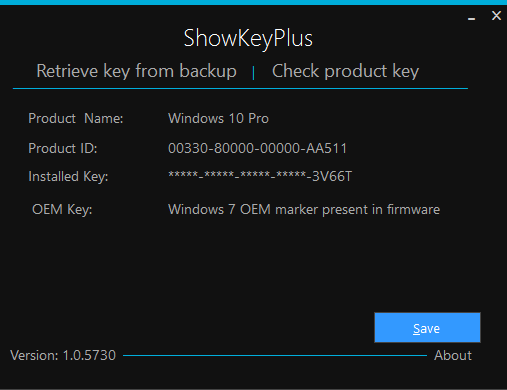 ShowKeyPlus для Windows 10