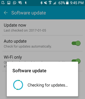 Телефон Android проверяет наличие обновлений программного обеспечения