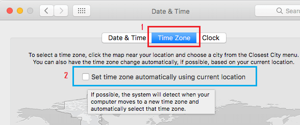 Автоматическая установка часового пояса на Mac
