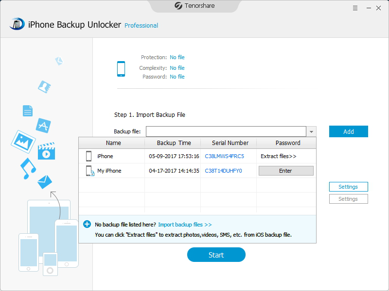 Tenorshare iPhone Backup Unlocker Screenshot