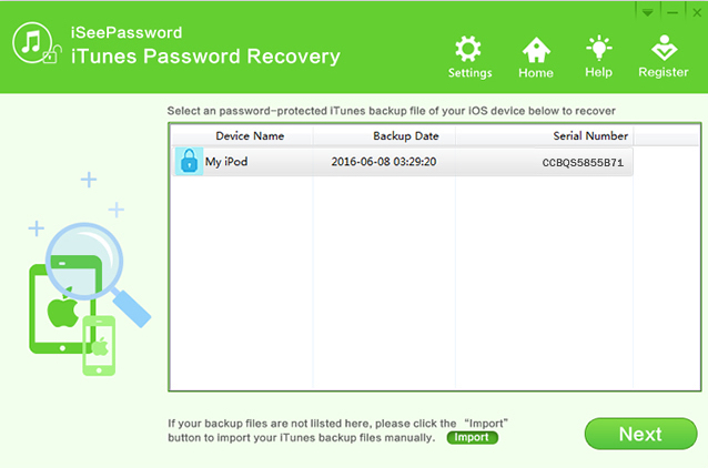 iSeePassword iTunes Password Recovery Screenshot