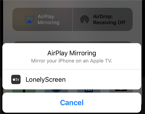 Выберите LonelyScreen на устройствах, совместимых с AirPlay.