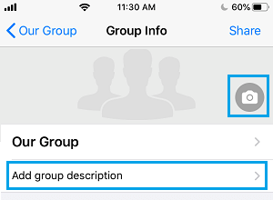 Загрузите фото группы WhatsApp и добавьте описание группы