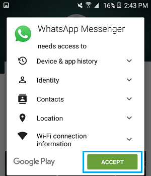 Предоставьте WhatsApp доступ к контактам на телефоне Android