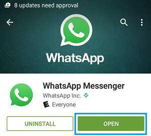 Откройте WhatsApp на телефоне Android