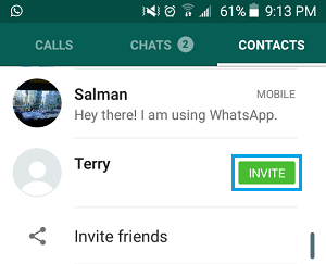 Пригласите контакты в WhatsApp на Android