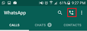 Значок вызова в WhatsApp на Android