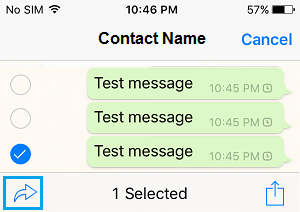 Значок пересылки сообщений WhatsApp на iPhone